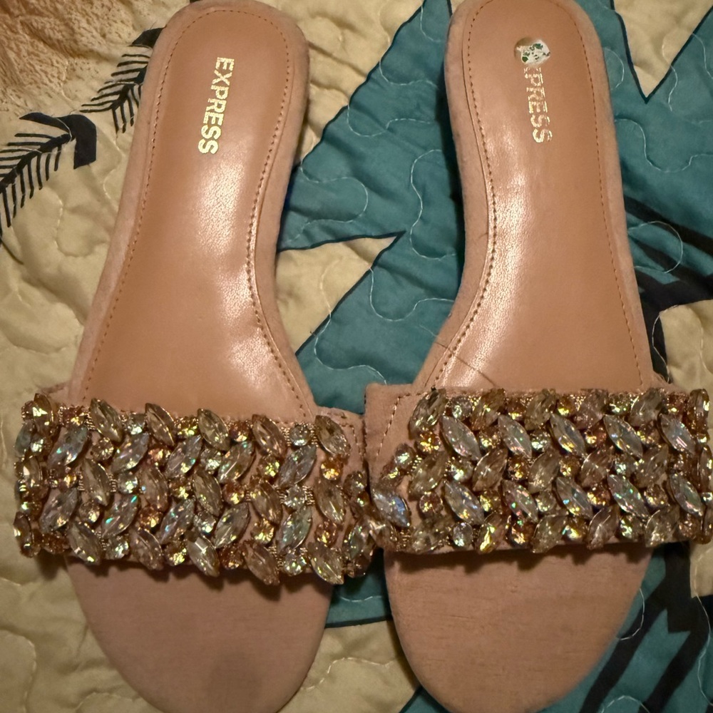 Express Embellished Beige Flats